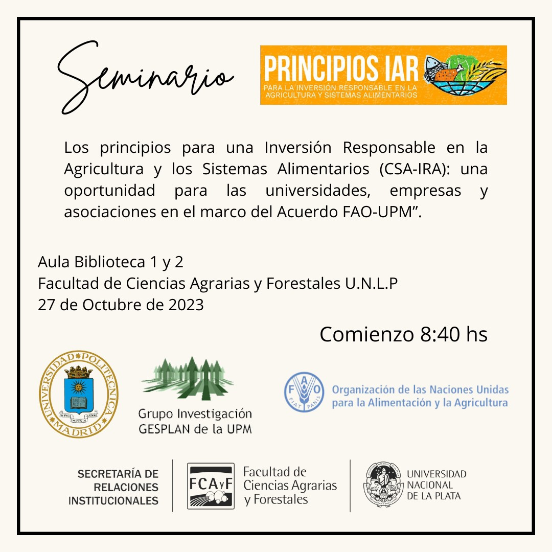 Inversión Responsable en la Agricultura y los Sistemas Alimentarios (CSA-IRA-FAO) 
