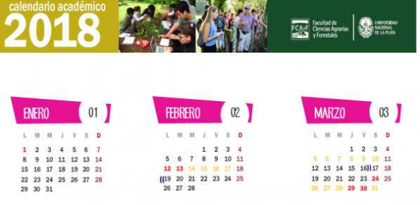 Calendario Académico 2018 para imprimir